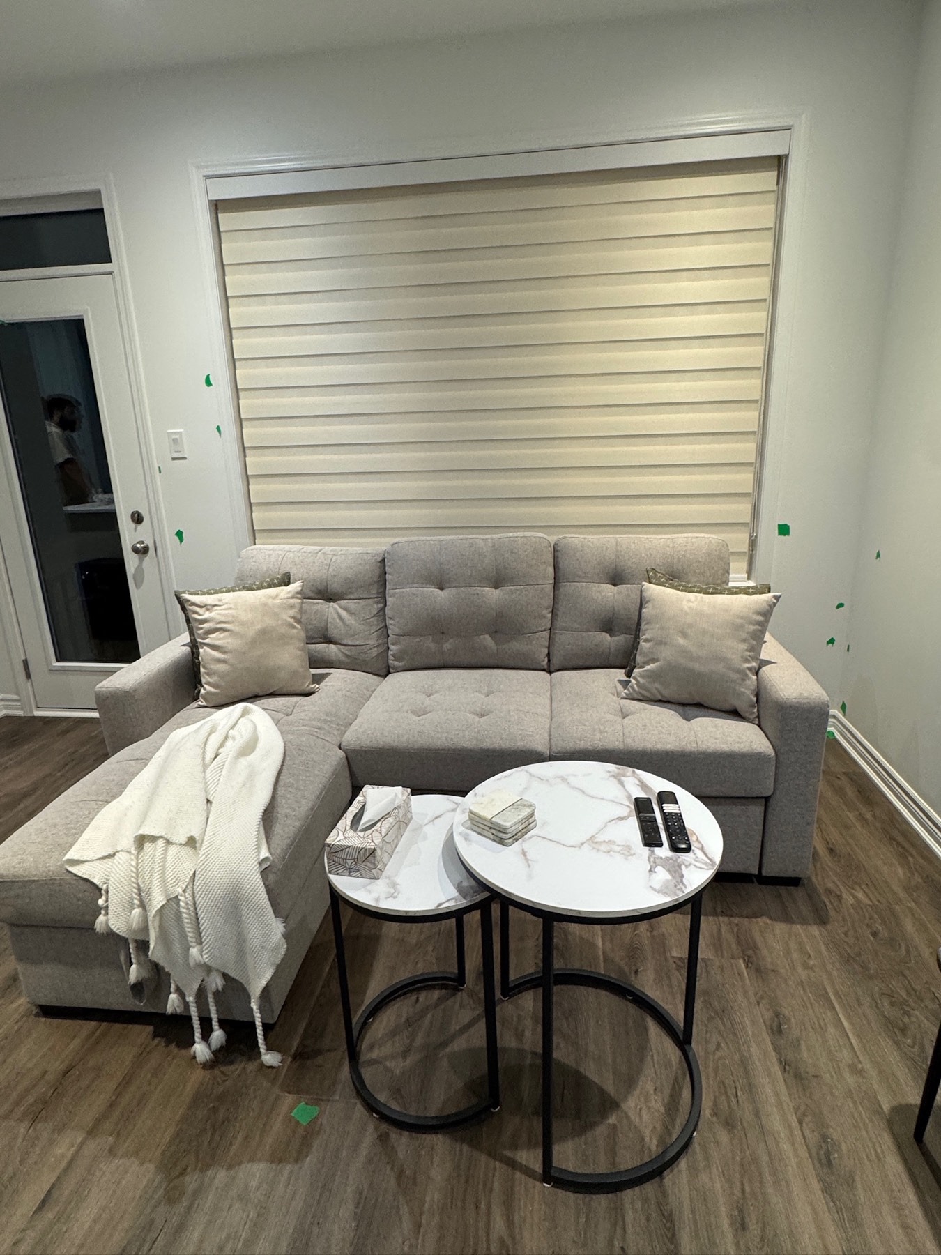 Zebra shades installed in a Milton living room by Shadesmen